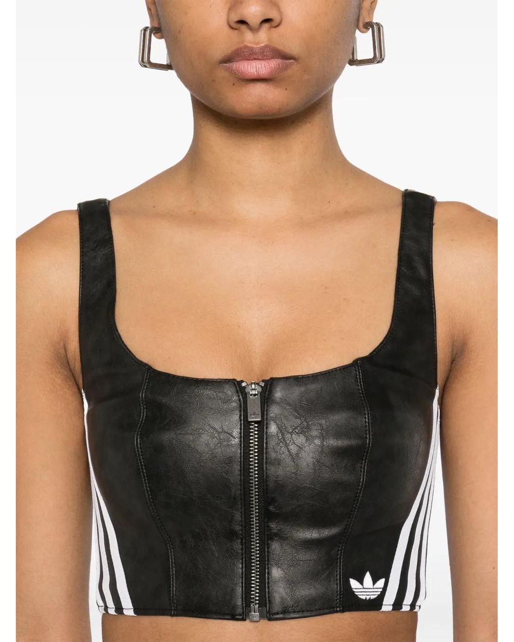 Adidas Gray Faux-Leather Top
