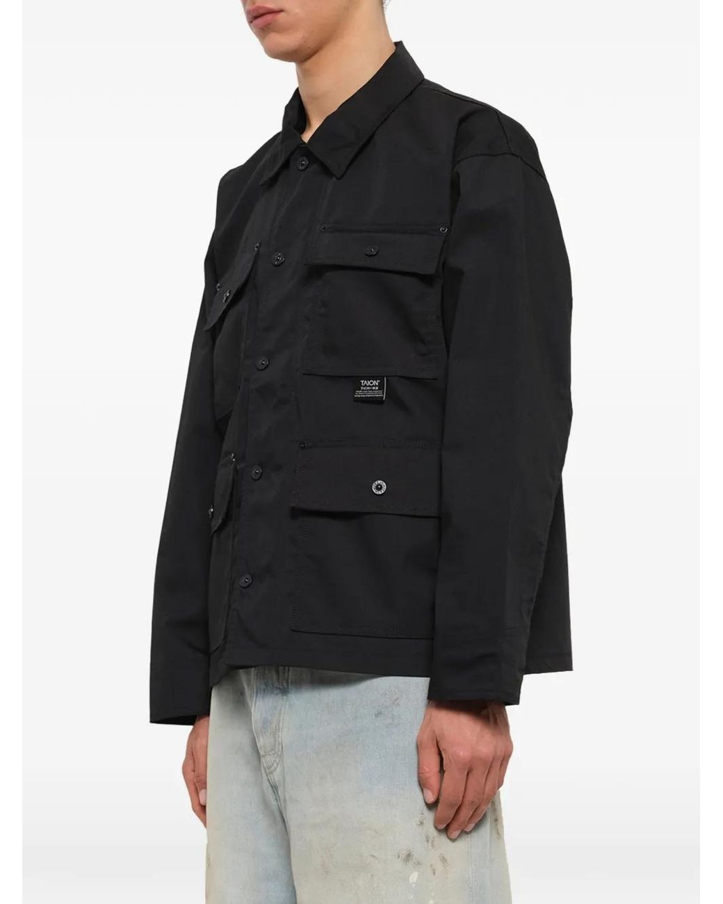 Taion Black Non Down Button-Up Shirt Jacket for men