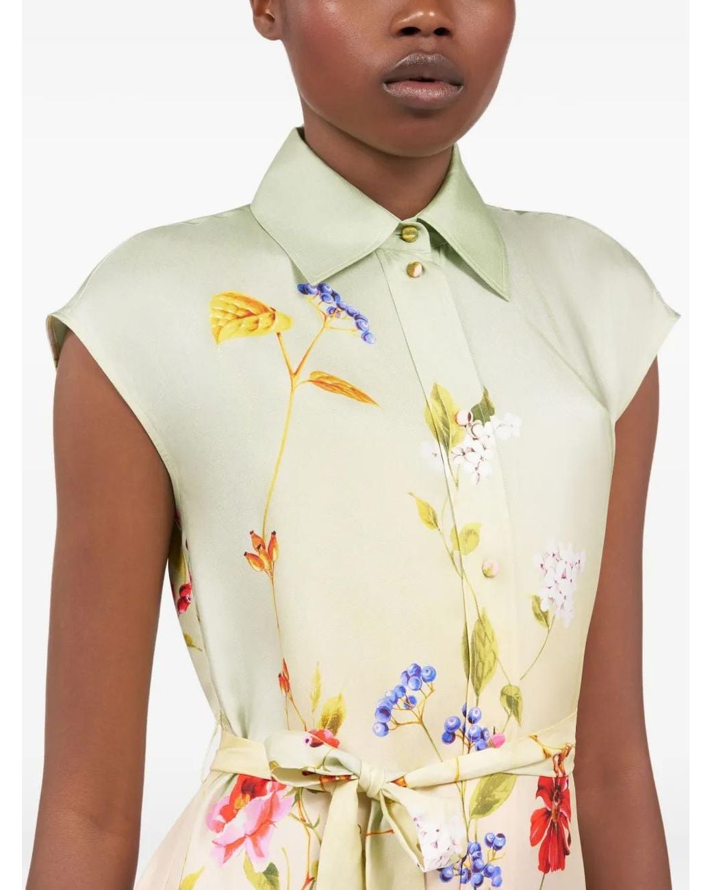 Roberto Cavalli White Floral Pleated Dress