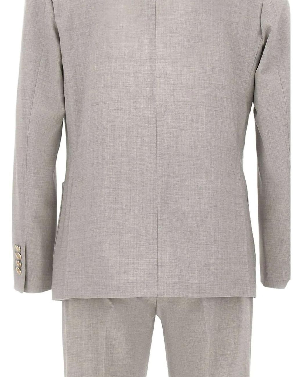 Eleventy Gray Double-Breasted Patch Pocket Suit for men