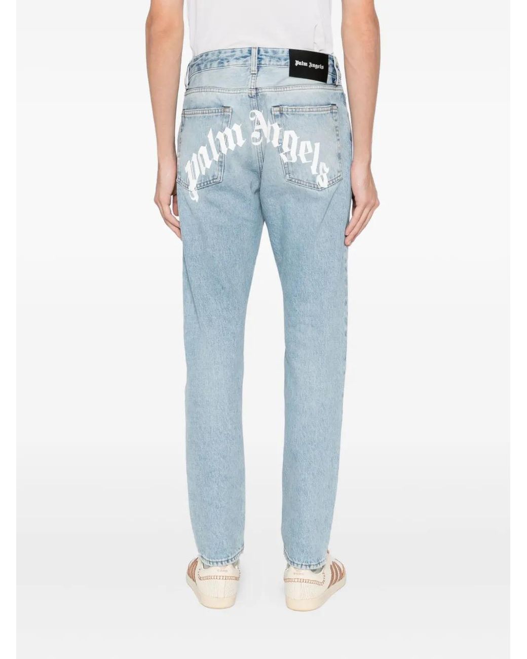 Palm Angels Blue Logo-Print Jeans for men