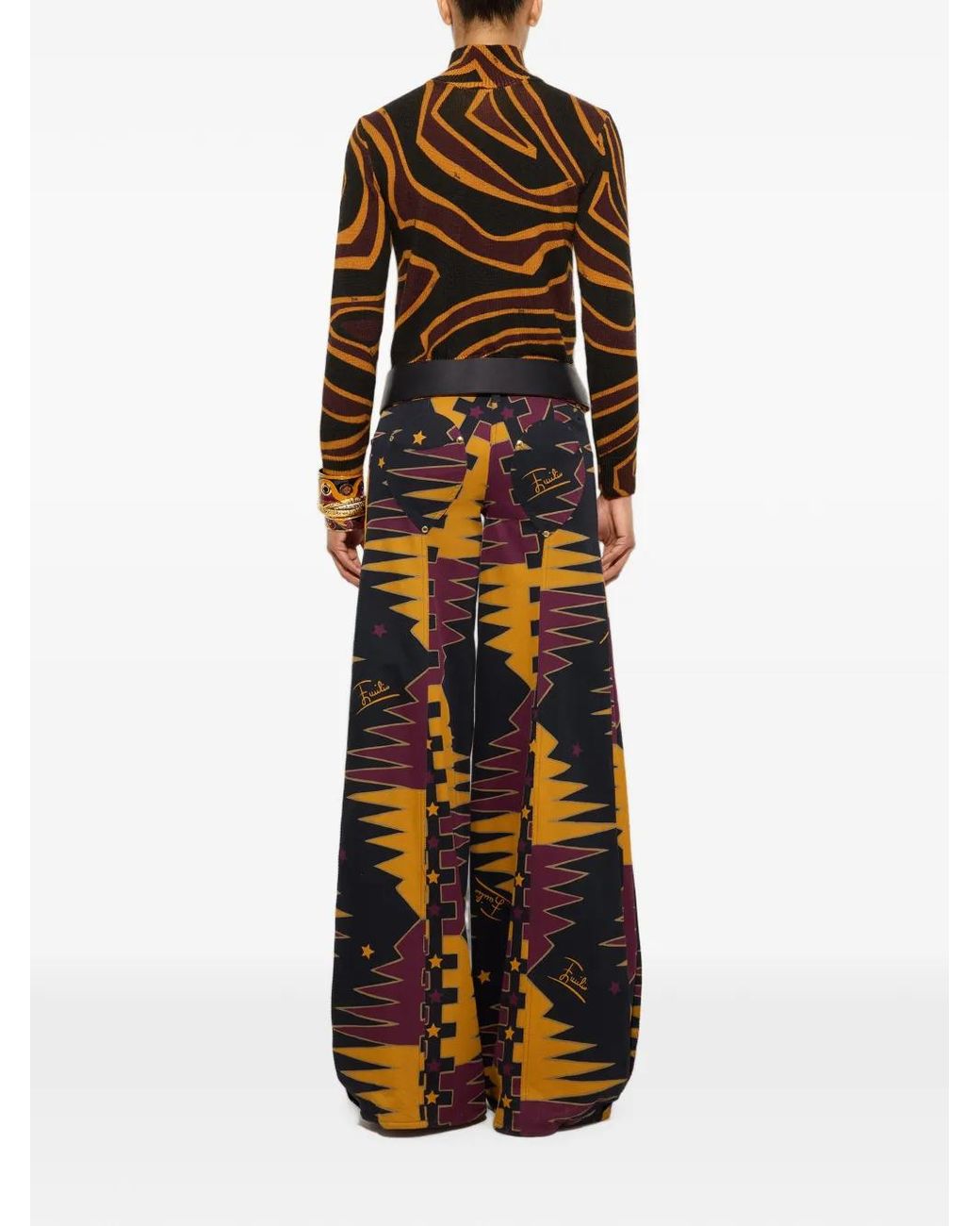 Emilio Pucci Brown Labirinto Print High-Neck Wool Sweater
