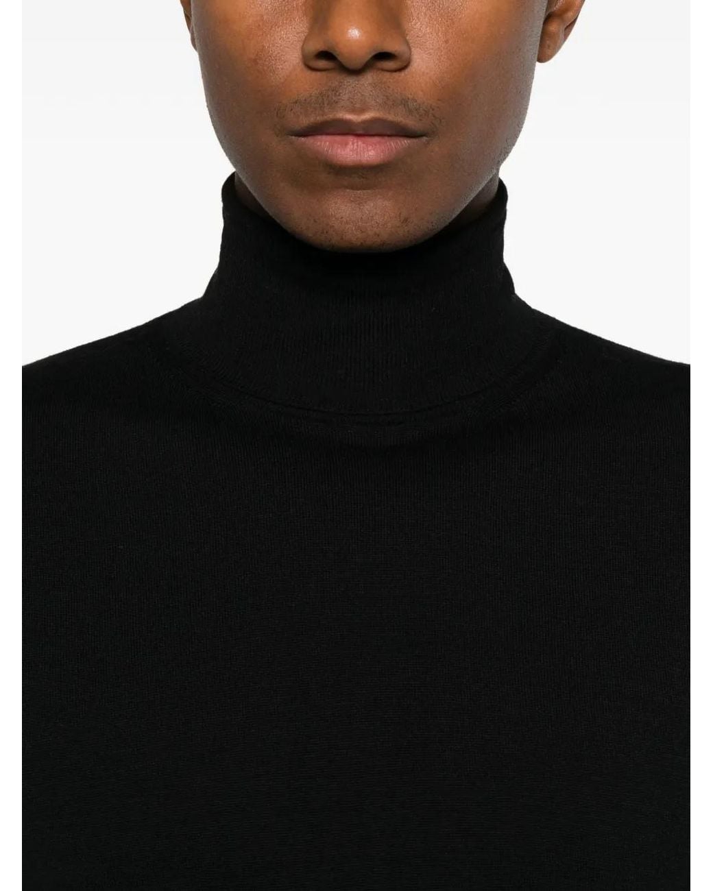 Canali Black Roll-Neck Wool Sweater for men