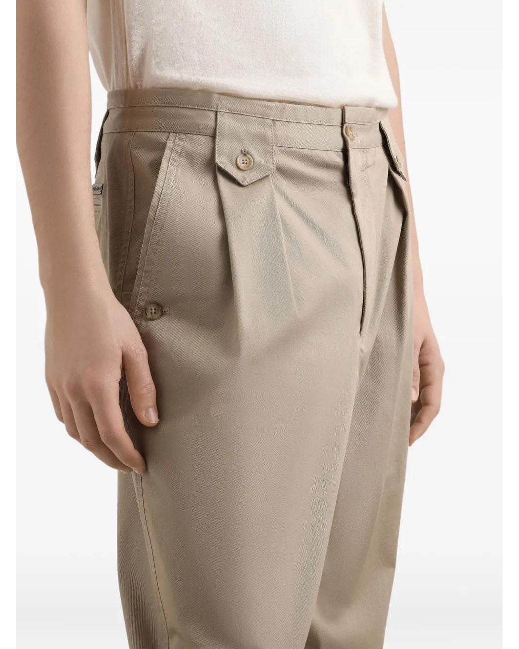 Dolce & Gabbana Natural Dolce & Gabbana Gabardine Trousers for men