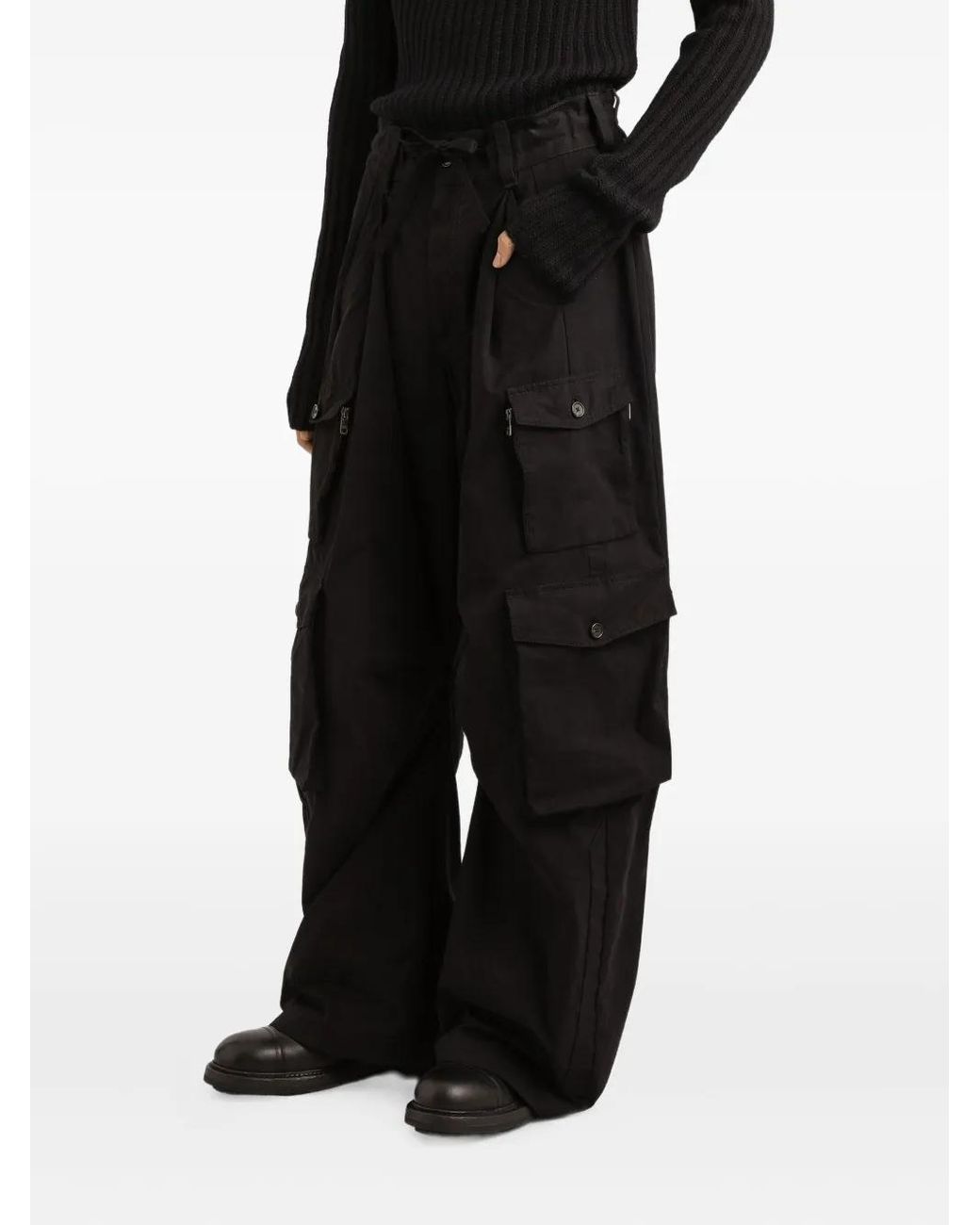 Dolce & Gabbana Black Cargo Trousers for men