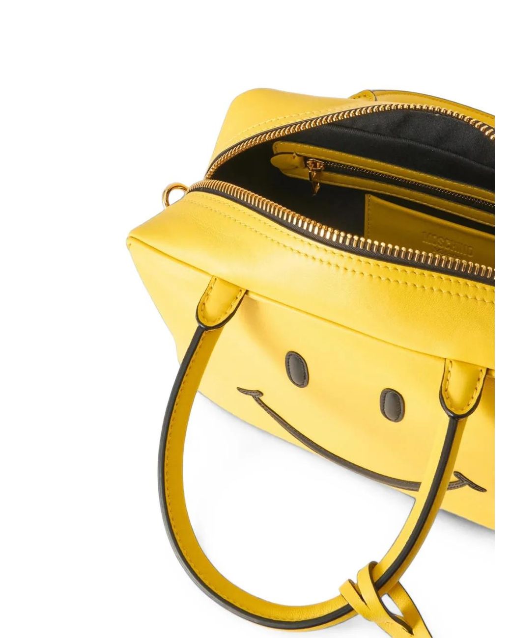 Moschino Yellow Smiley Leather Tote Bag