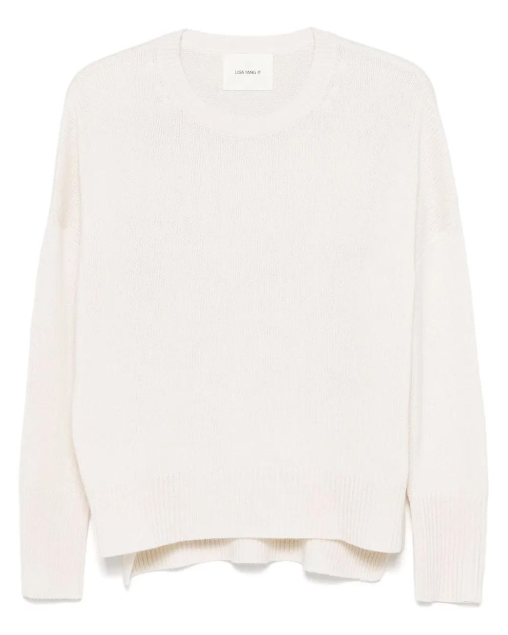 Lisa Yang Natural Ribbed Cashmere Crew Neck Sweater