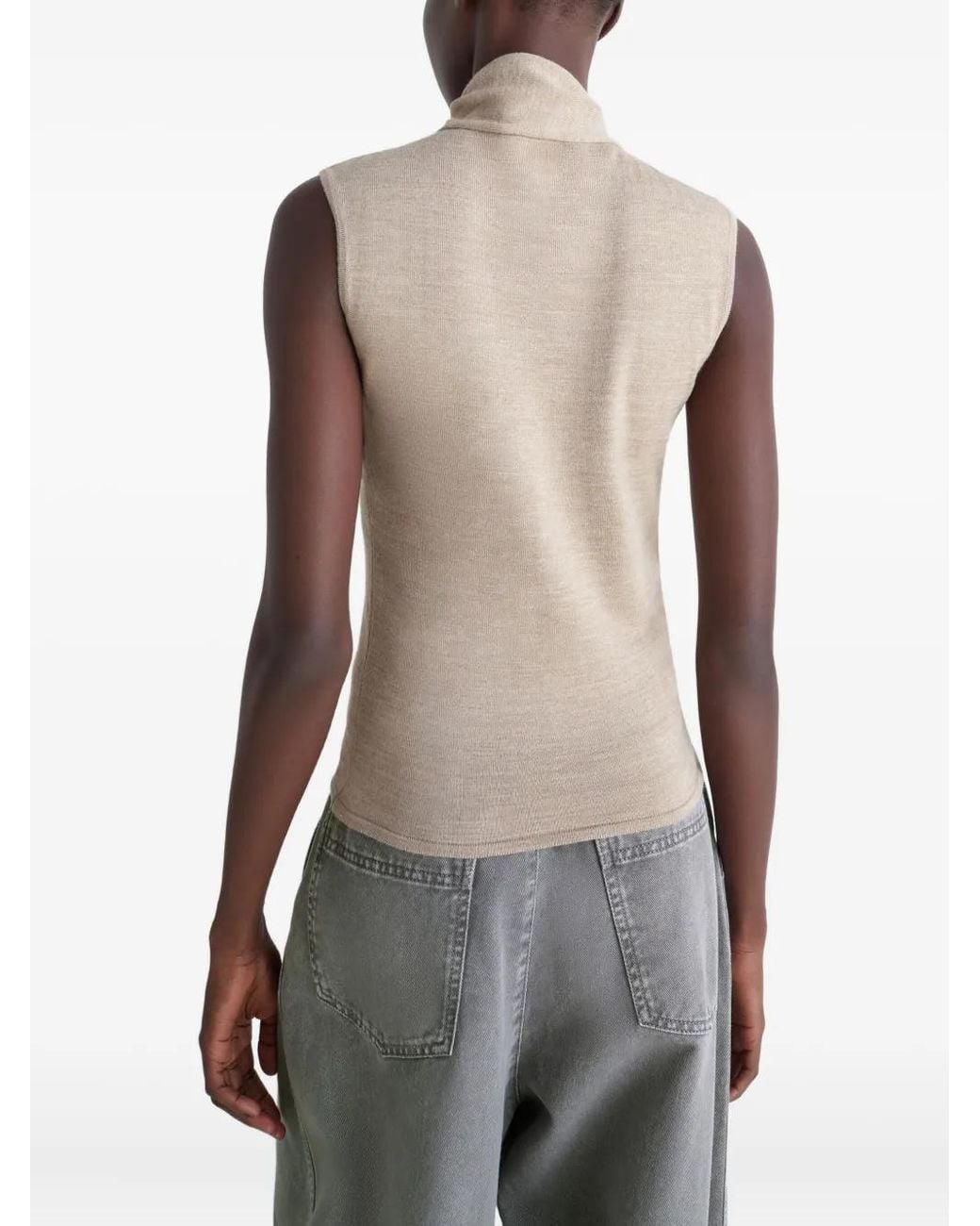 Lemaire Brown Tie-Neck Asymmetrical Sleeveless Cardigan