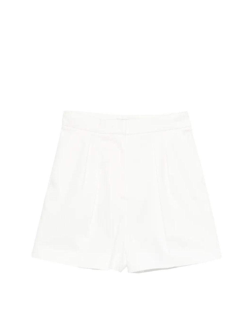 Max Mara White Flared Satin Shorts With High-Cut Waistband