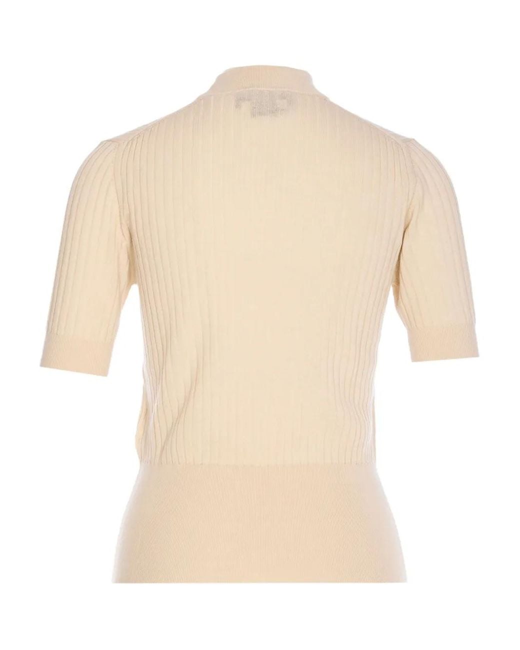 Fendi Natural Ribbed High-Neck Sweater