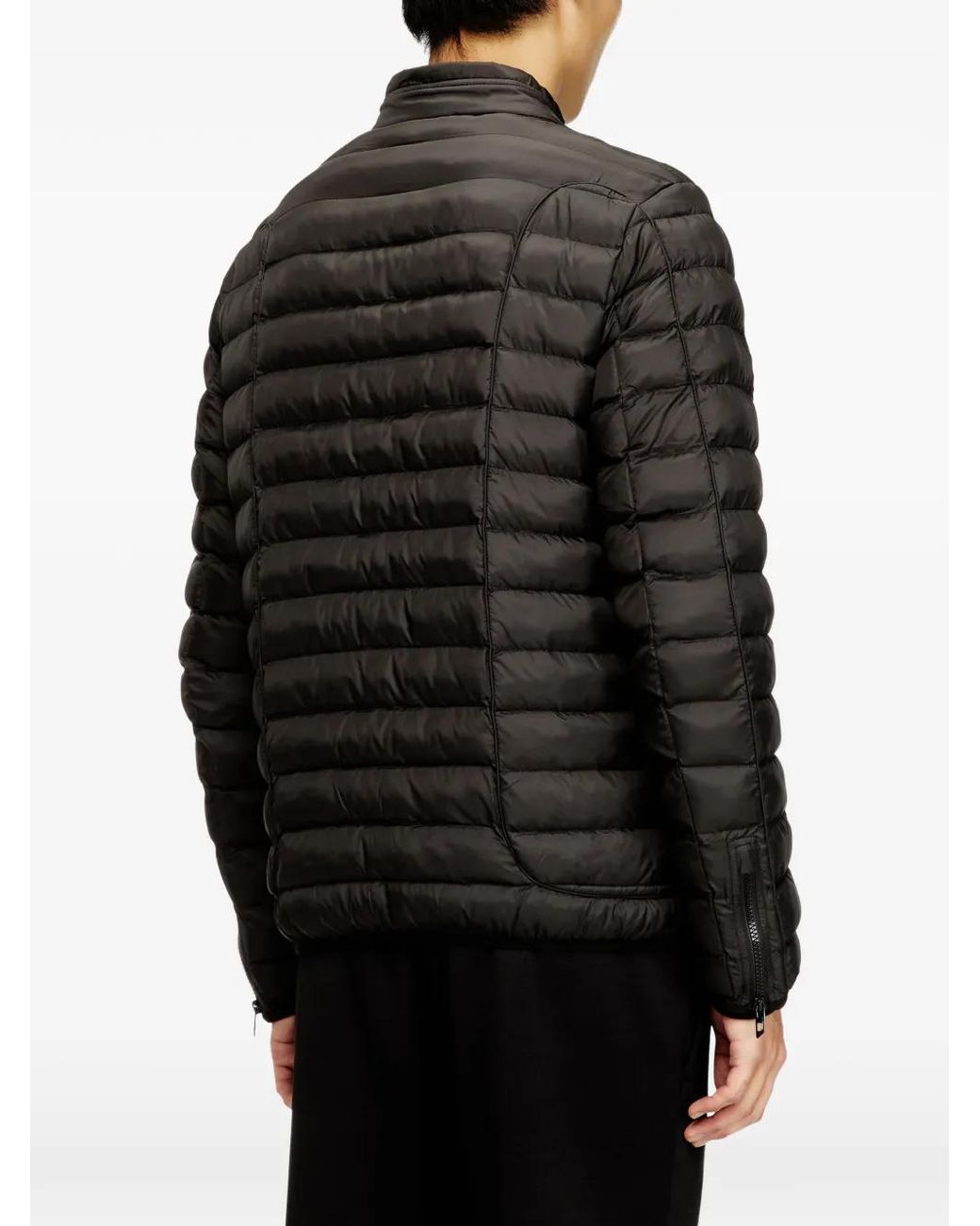 DIESEL Black Quilted Mock Neck Jacket for men