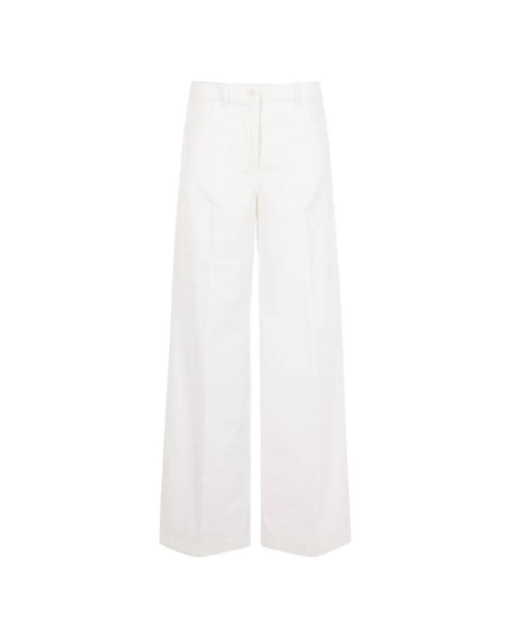 Aspesi White Corduroy Wide-Leg Trousers