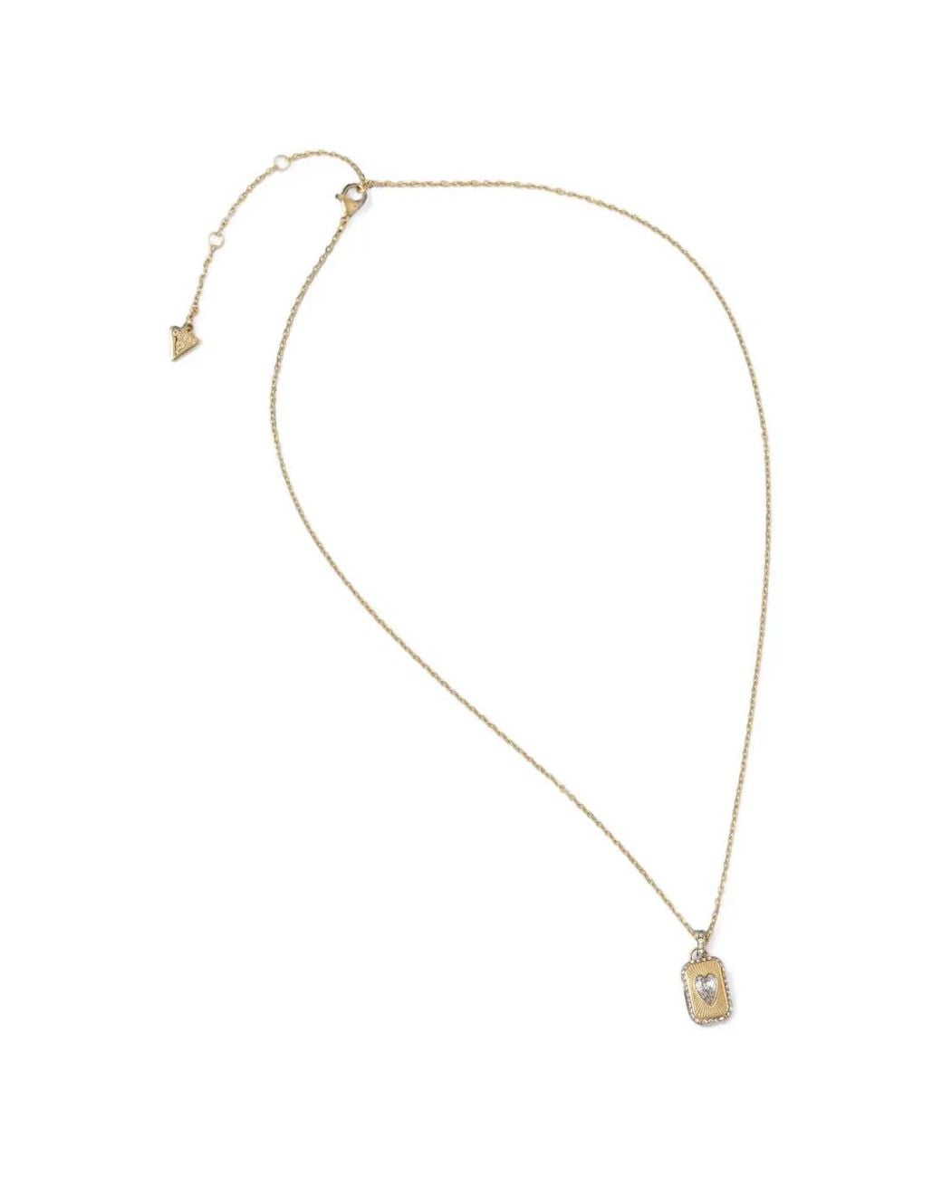 Guess White Heart-Motif Plaque Necklace