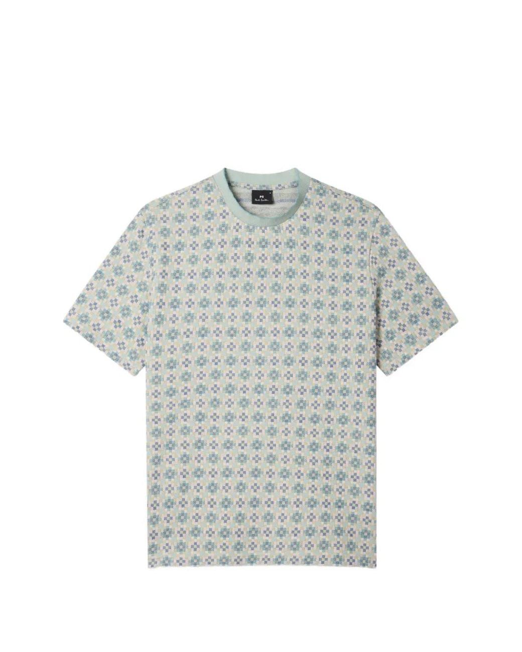 Paul Smith Gray Geo Tile Patterned Short-Sleeve T-Shirt for men