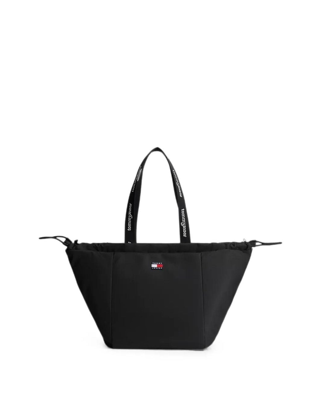 Tommy Hilfiger White Logo-Patch Drawstring Tote Bag