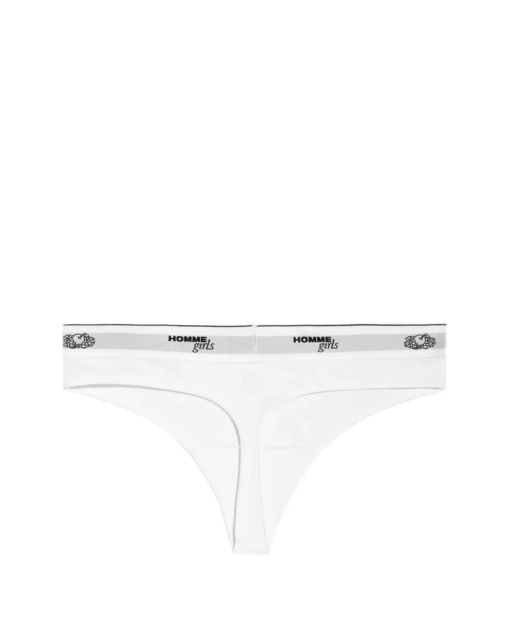 HOMMEGIRLS White Logo-Waistband Bikini Thongs (Set Of Three)