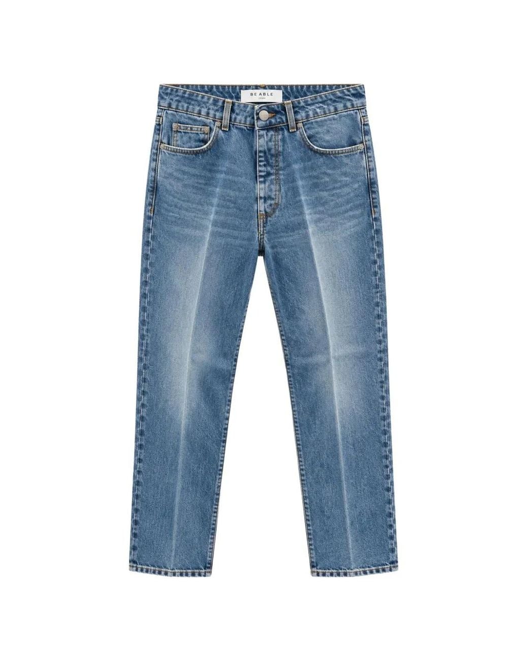 BE ABLE Blue Ronny Pressed-Crease Jeans for men