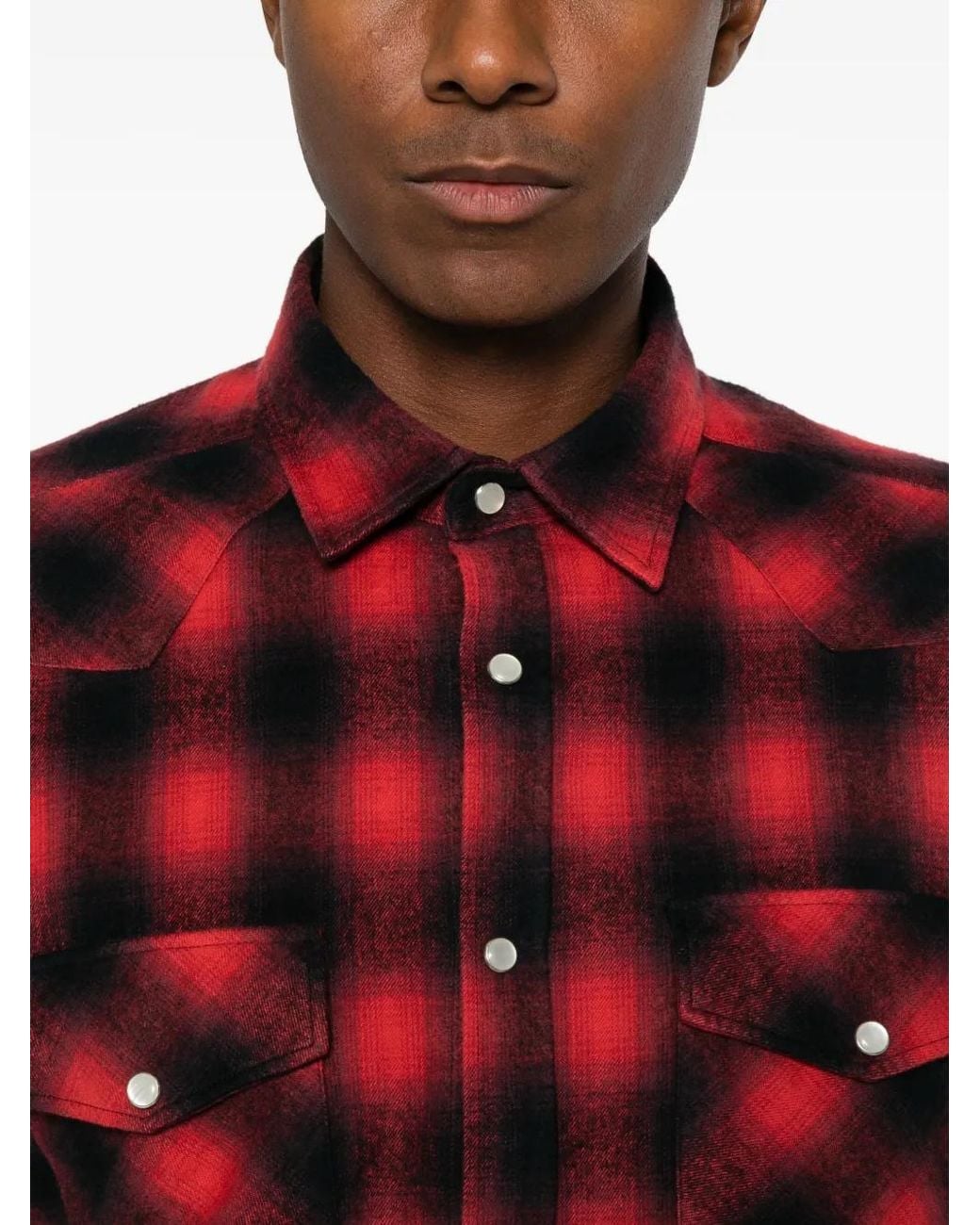 Aries Red Plaid Western Shirt for men