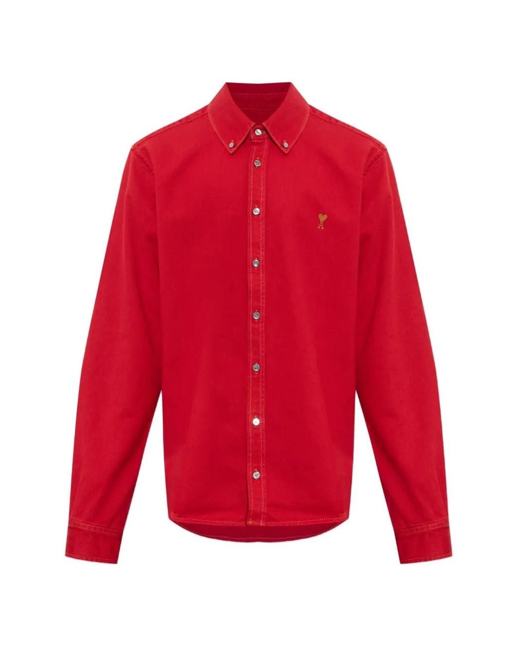 AMI Red Chemise En Coton Avec Ami De Coeur