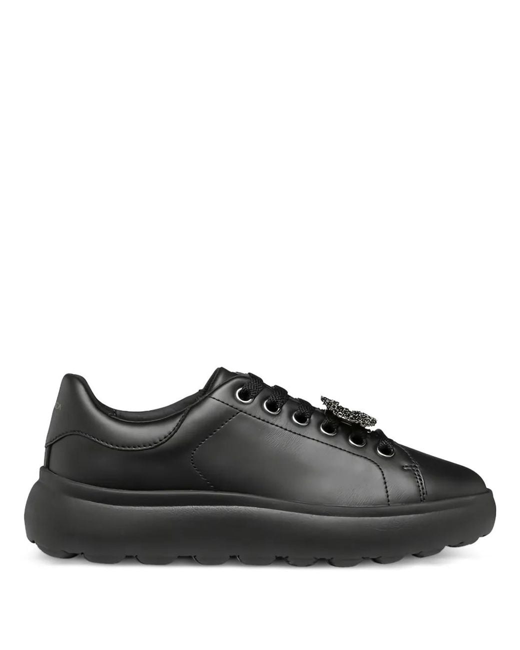 Geox Black Spherica Ec4 Leather Buckle Sneakers