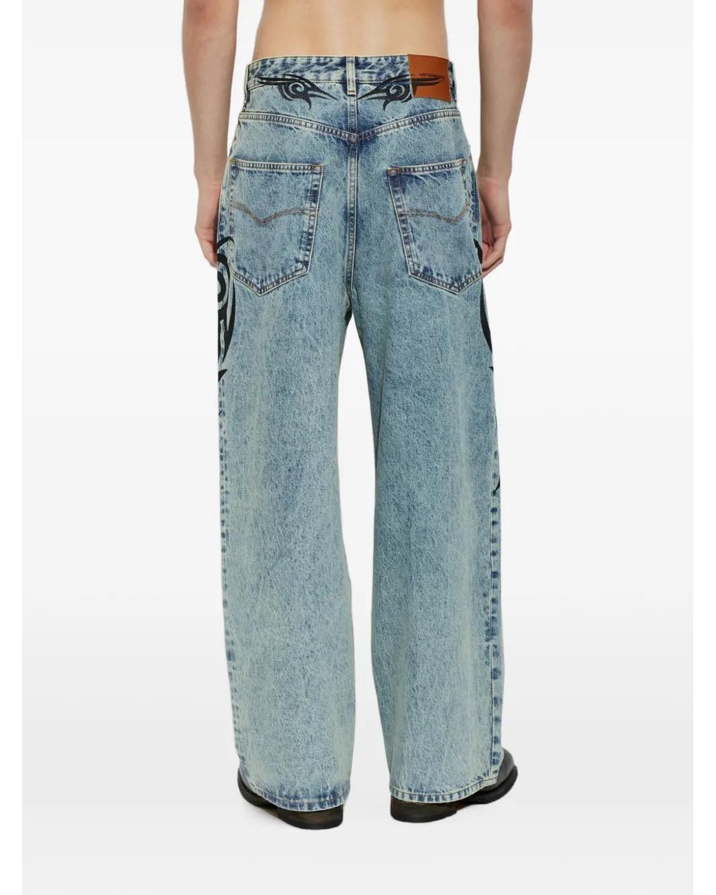 Vetements Blue Graphic-Print Jeans for men