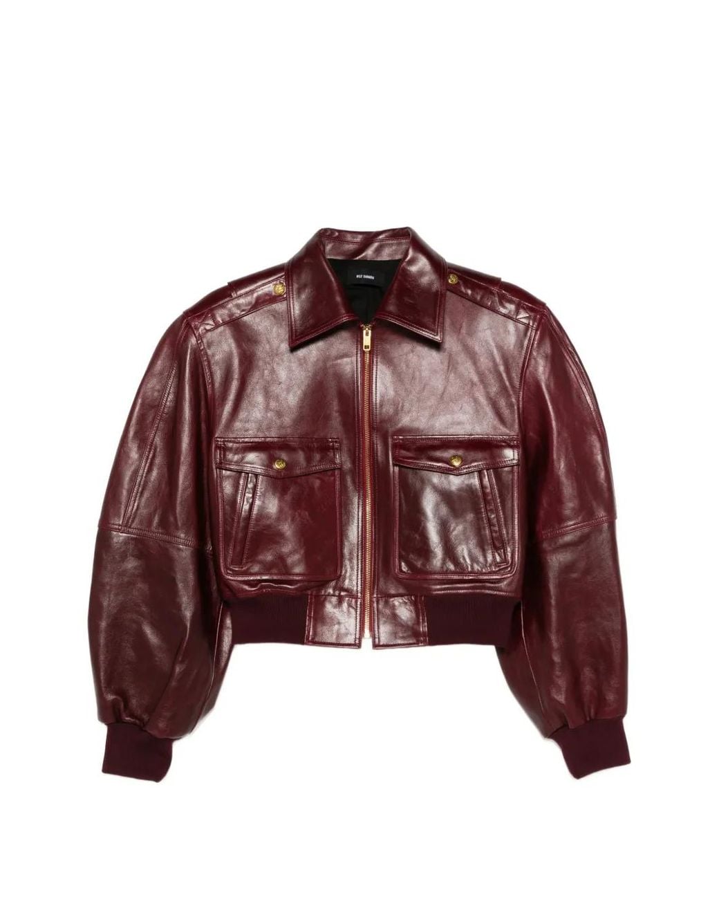 Willy Chavarria Red Cropped Leather Jacket