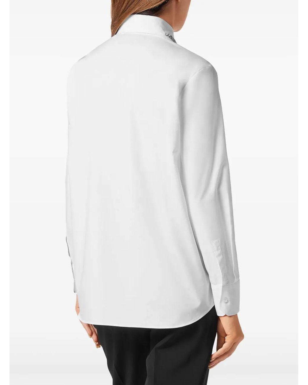 Philipp Plein White Embellished Long-Sleeve Shirt