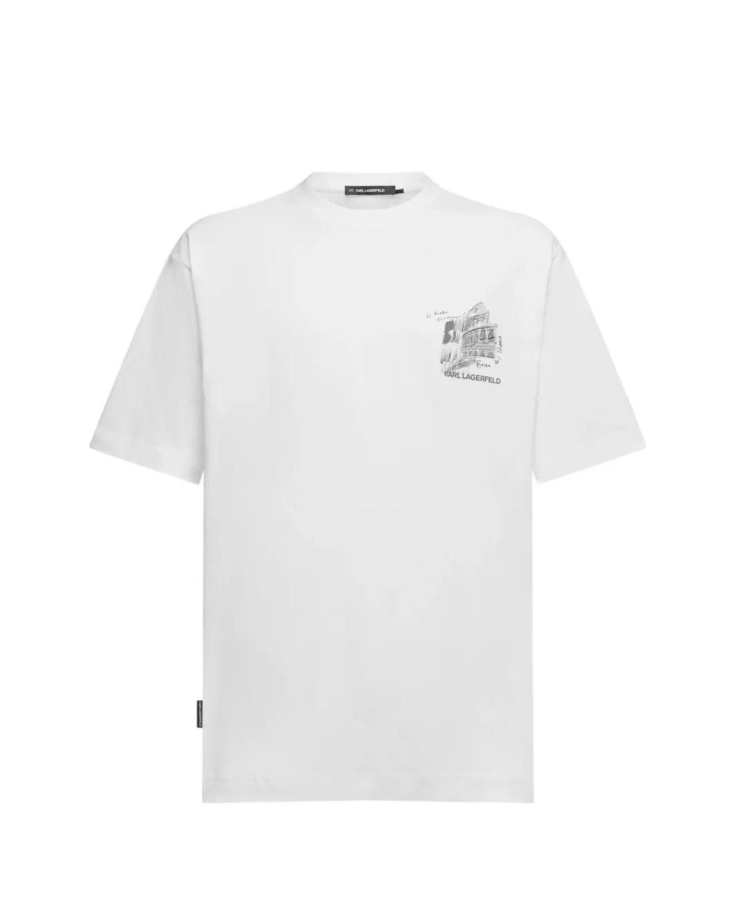Karl Lagerfeld White Sketches Of Rome T-Shirt for men