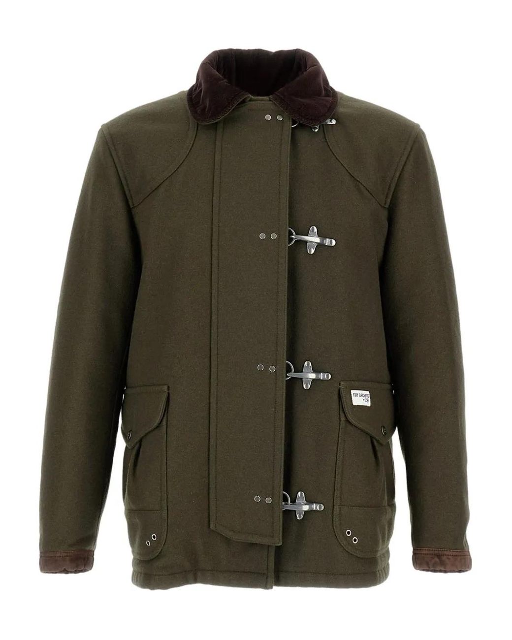 Fay Green Hook-Fastening Patch-Pocket Parka for men