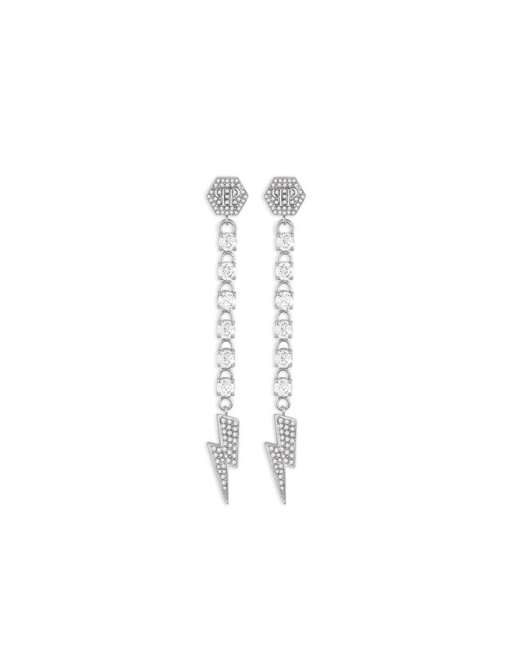 Philipp Plein White Thunder Stainless-Steel Earrings