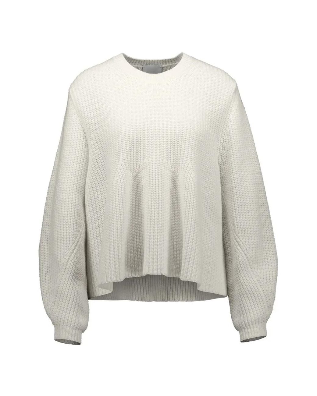 Allude White Knitted Crewneck Sweater
