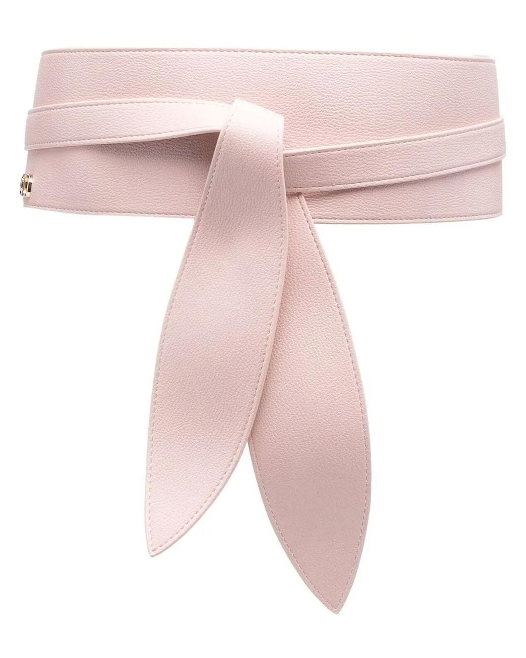Twinset Pink Logo-Plaque Wraparound Belt