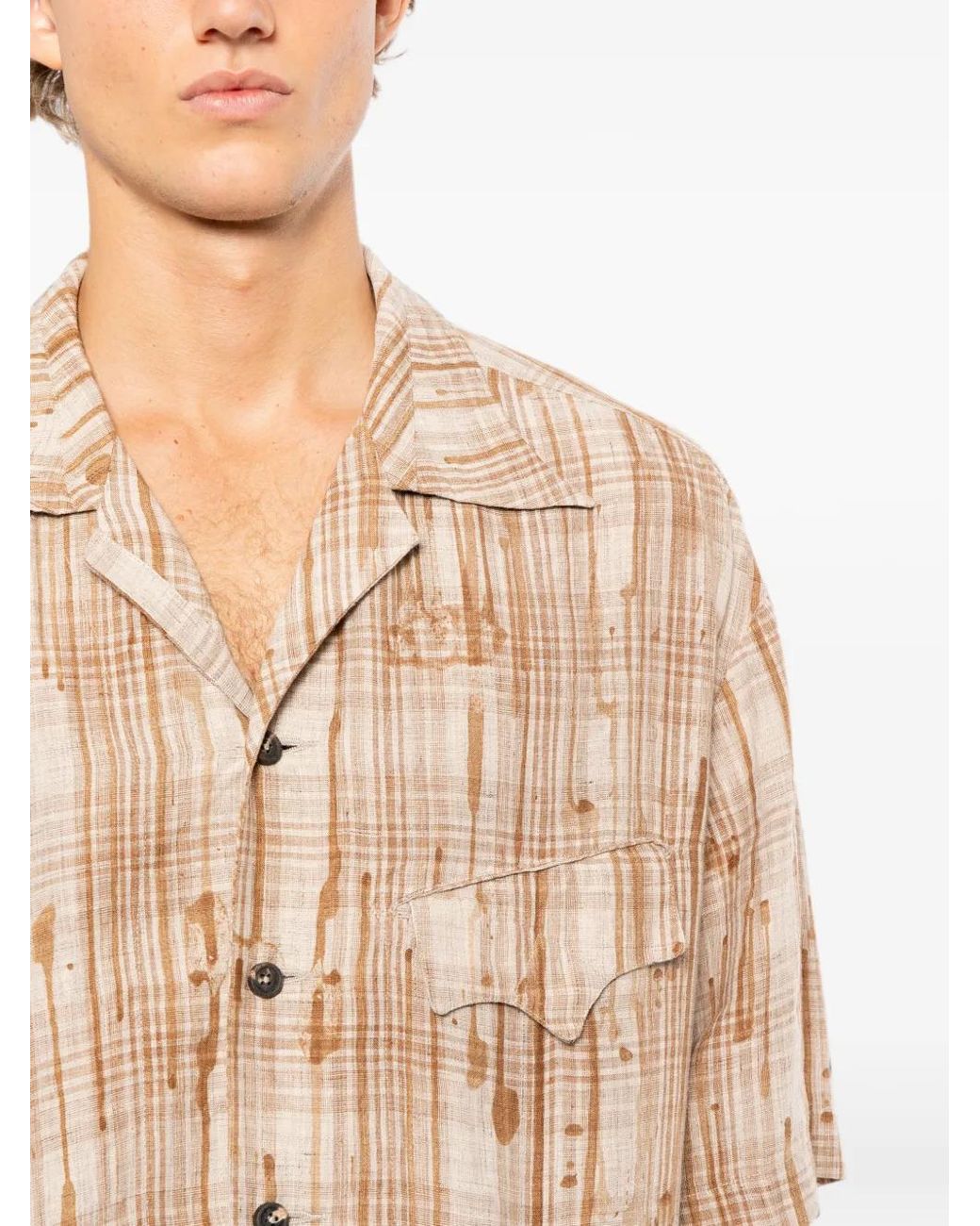 Ziggy Chen Natural All-Over Graphic-Print Shirt for men