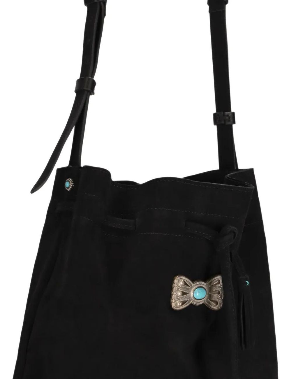 Fortela Black Kimi Fringed Suede Shoulder Bag