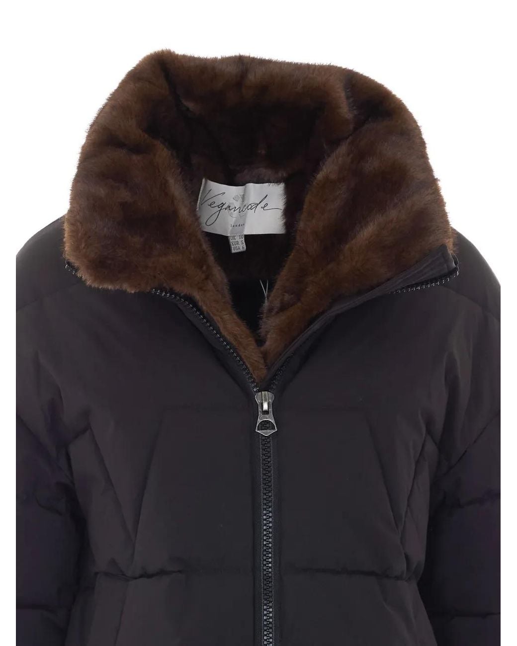 Vegancode Blue Padded Faux-Fur-Trim Jacket