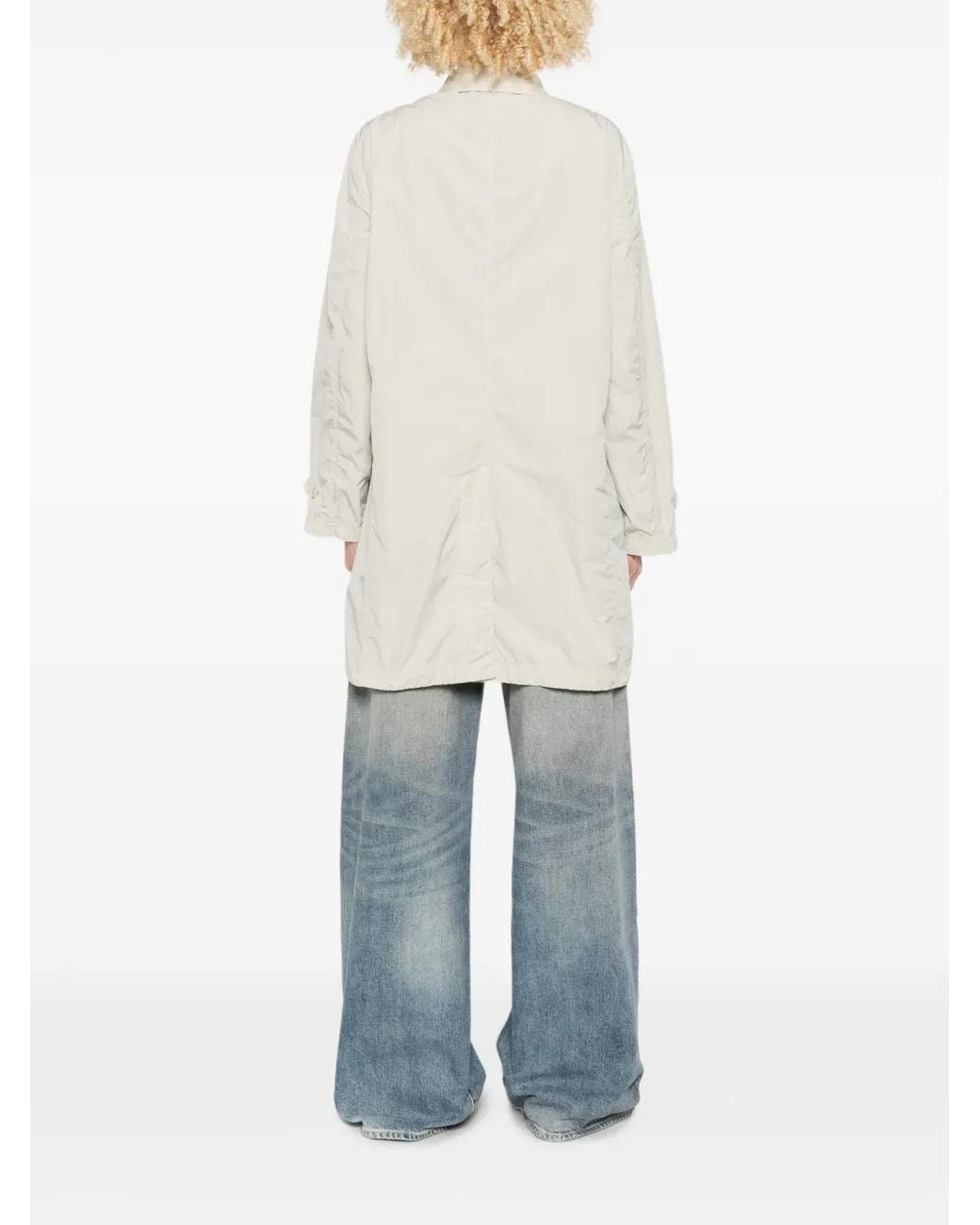 Aspesi White Manteau Mi-Long Droit