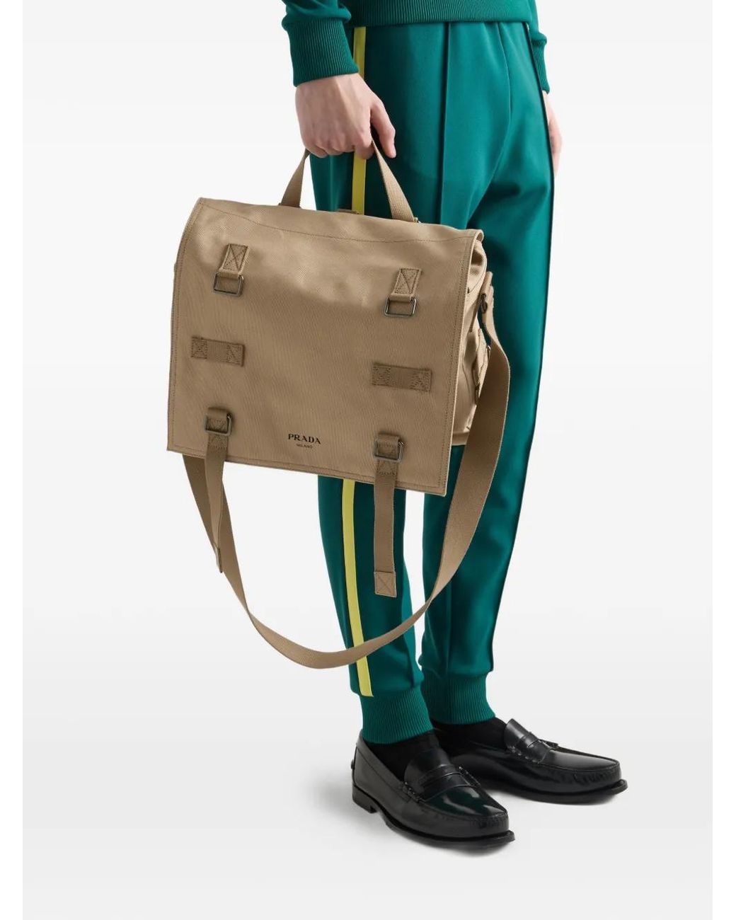 Prada Brown Canvas Messenger Bag for men