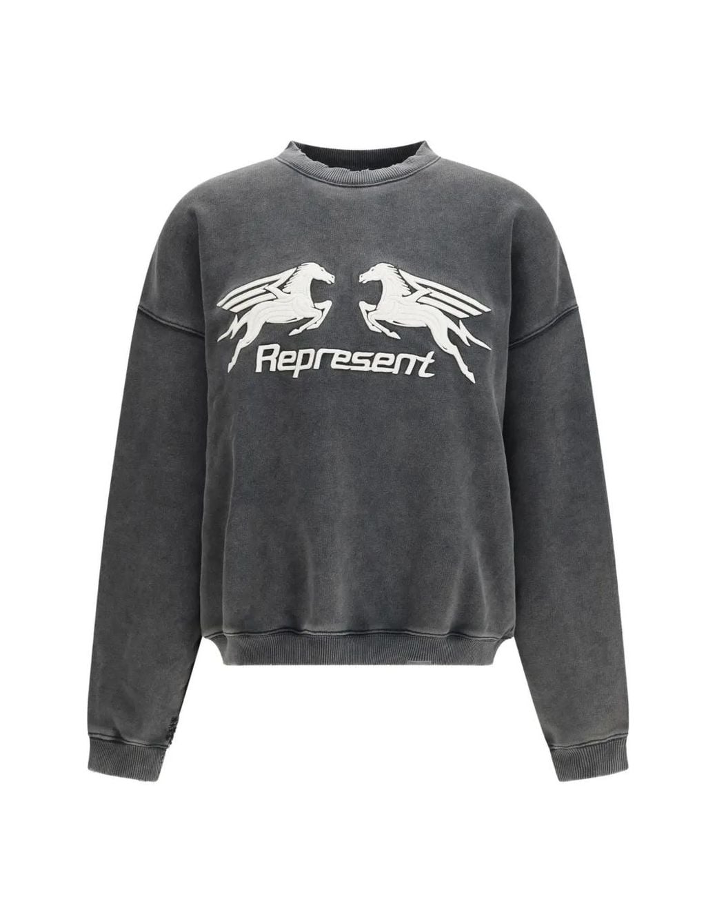 Represent Gray Pegasus Crew-Neck Sweatshirt for men