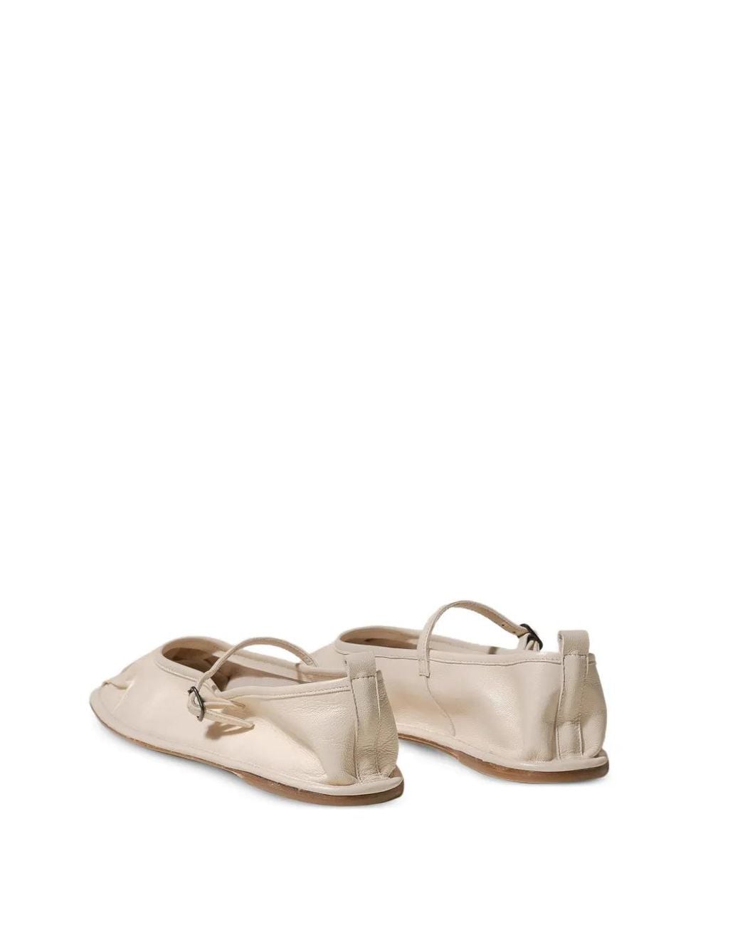 Hereu White Dansa Pleated-Toe Mary Jane Ballet Flats