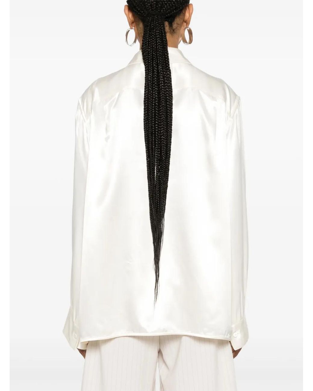 Jil Sander White Logo-Appliqué Drop-Shoulder Shirt