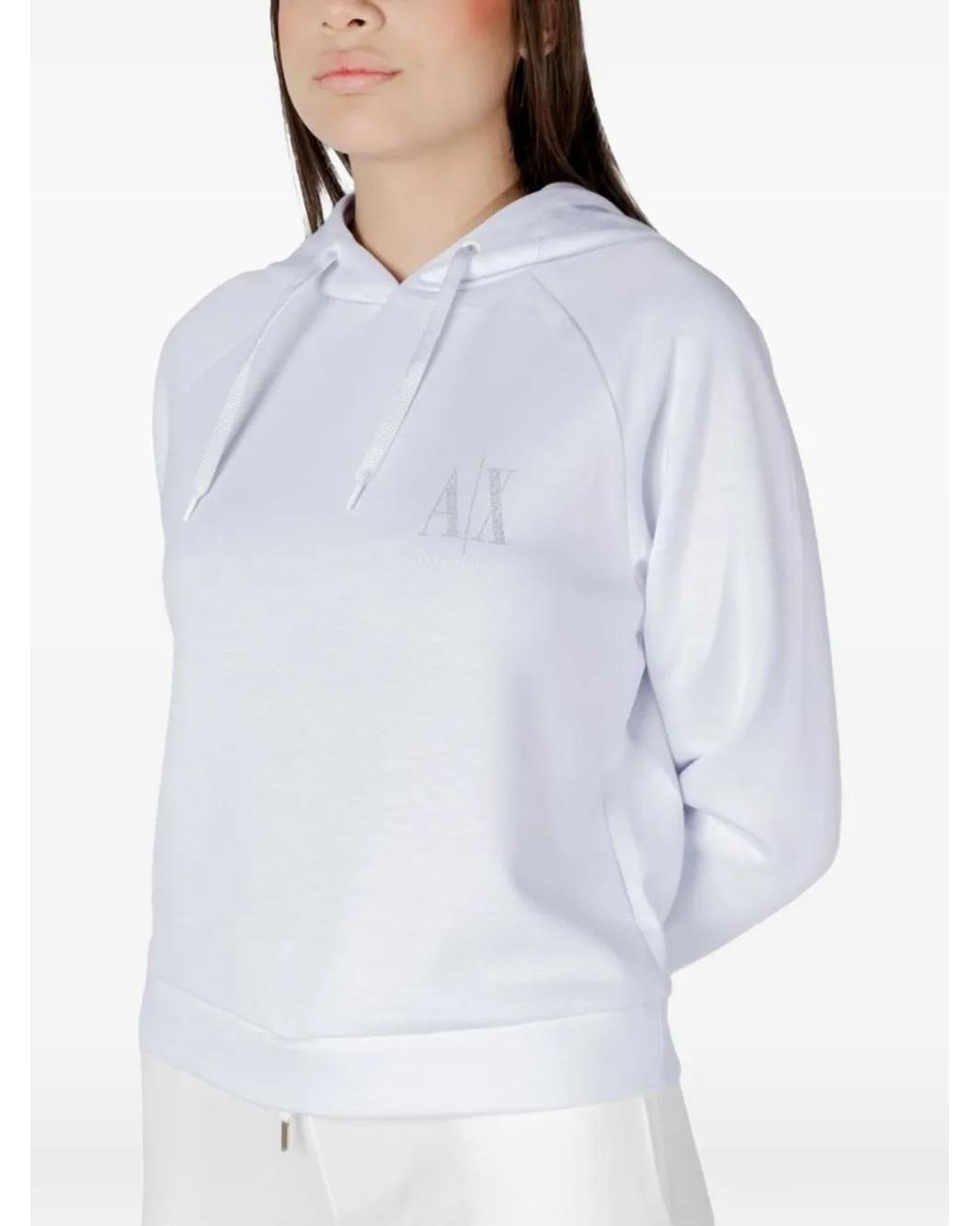 ARMANI EXCHANGE Blue Logo-Print Raglan-Sleeve Hoodie