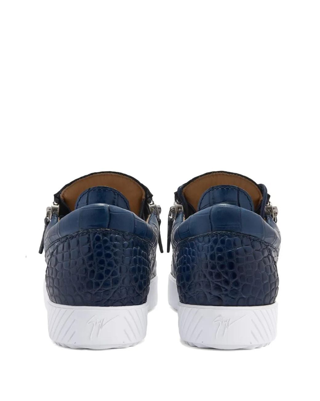 Giuseppe Zanotti Blue Crocodile-Effect Zip Sneakers for men