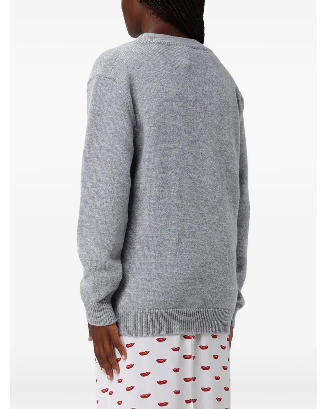 Fiorucci Gray Angels Patch V-Neck Sweater