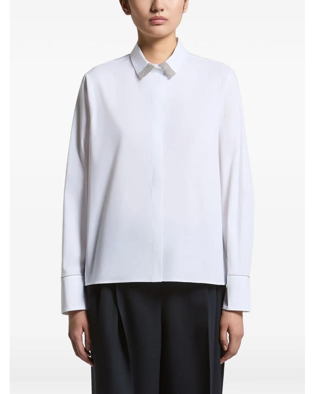 Peserico White Bead-Embellished Shirt