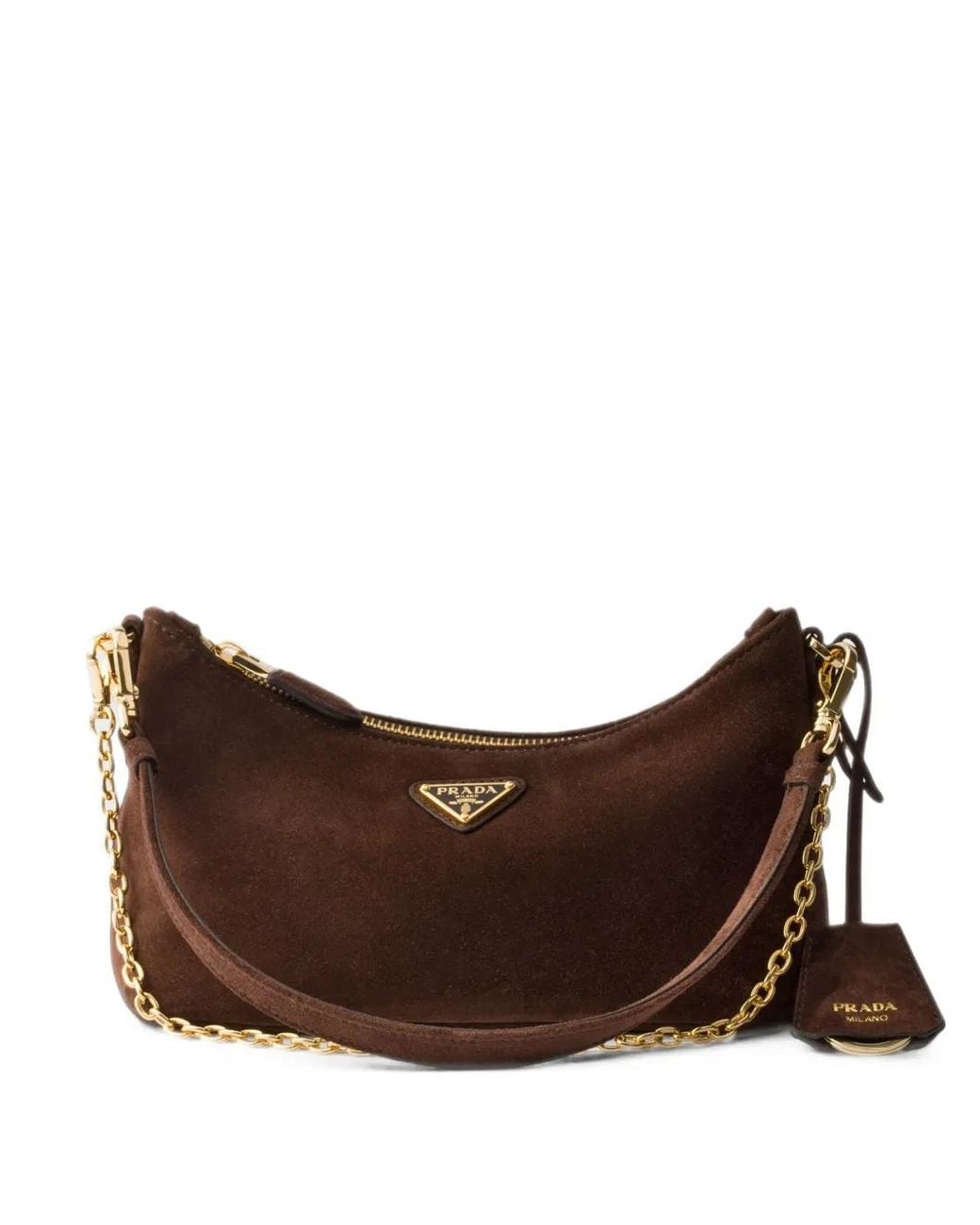 Suede Shoulder Bag di Prada in Brown
