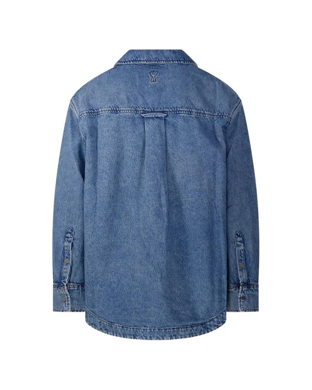 AMI Blue Faded-Effect Denim Jacket for men