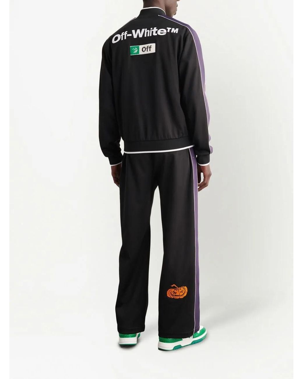 Off-White c/o Virgil Abloh Black Embroidered-Logo Zipped Track Jacket for men