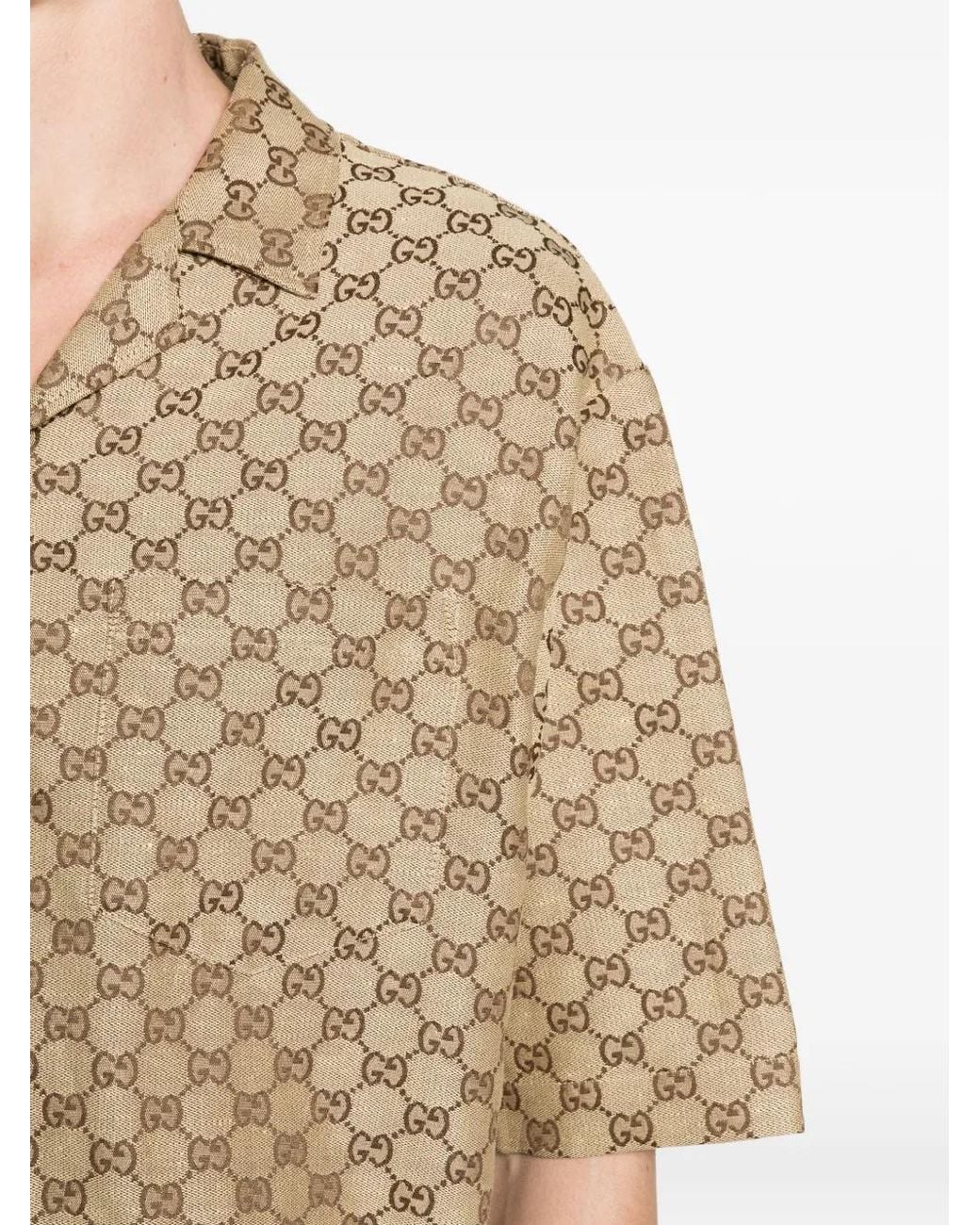 Gucci Natural Gg Linen-Blend Canvas Shirt for men
