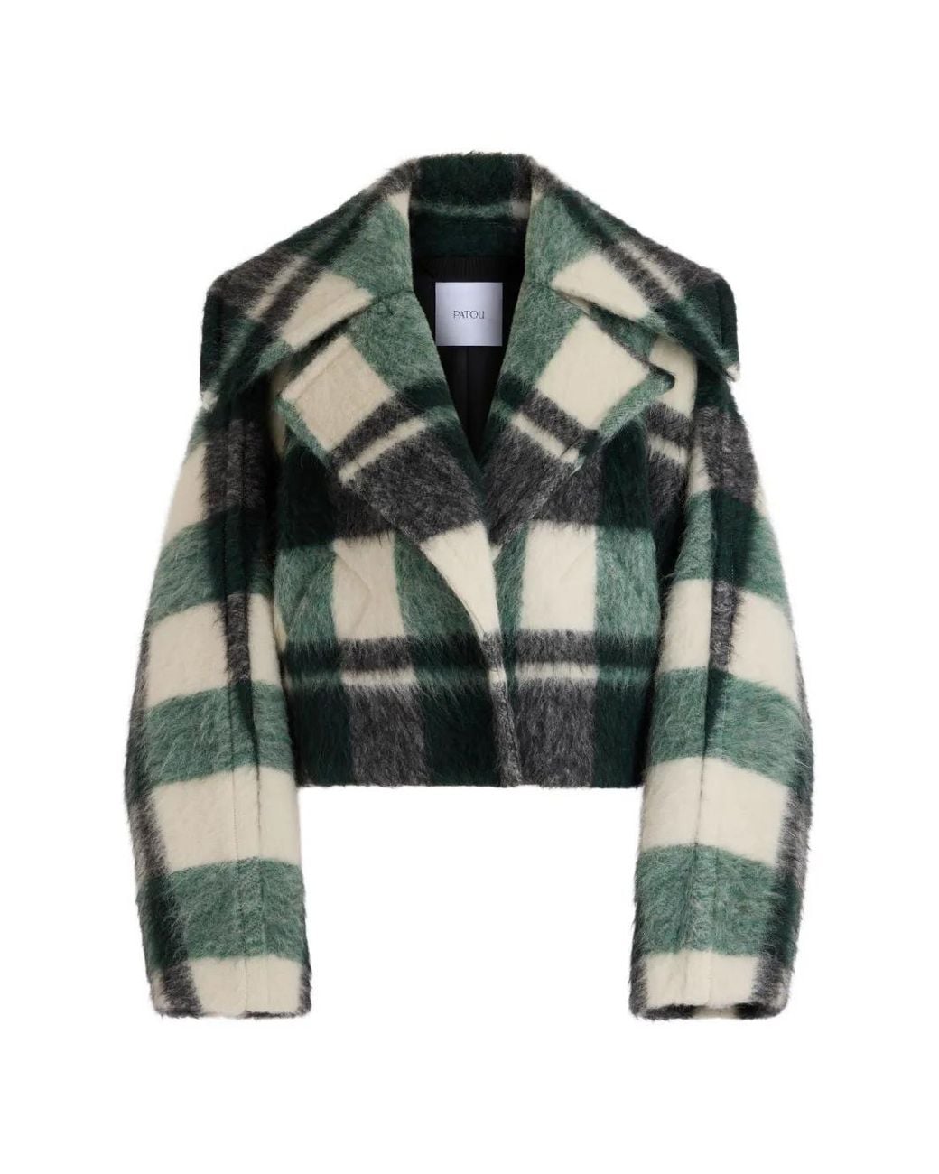 Patou Green Check-Pattern Belted Jacket