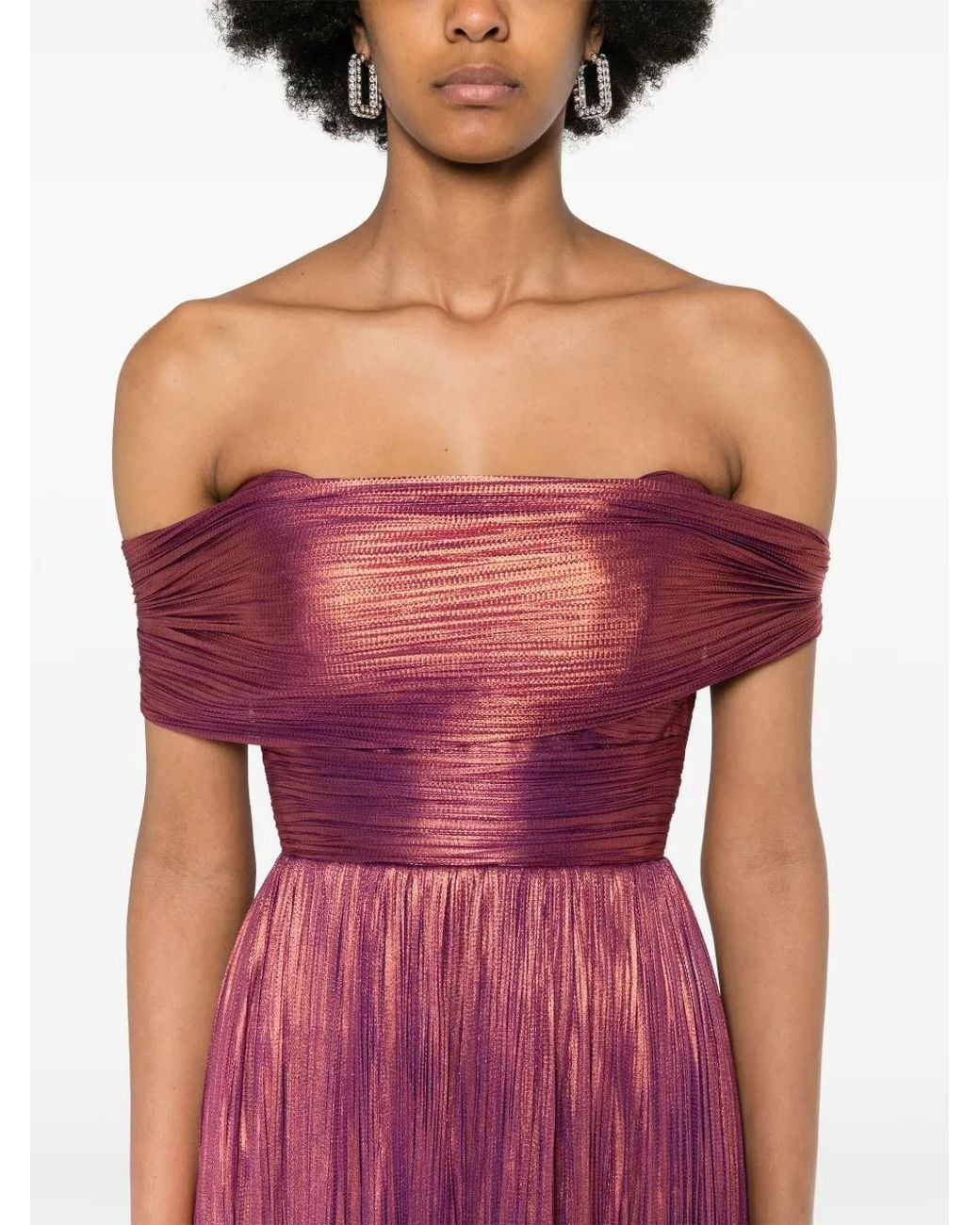 Maria Lucia Hohan Purple Karlie Off-Shoulder Gown